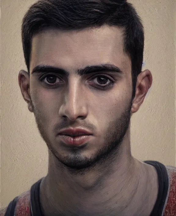 Image similar to heroic portrait of a young levantine man. art by denys tsiperko and bogdan rezunenko, hyperrealism