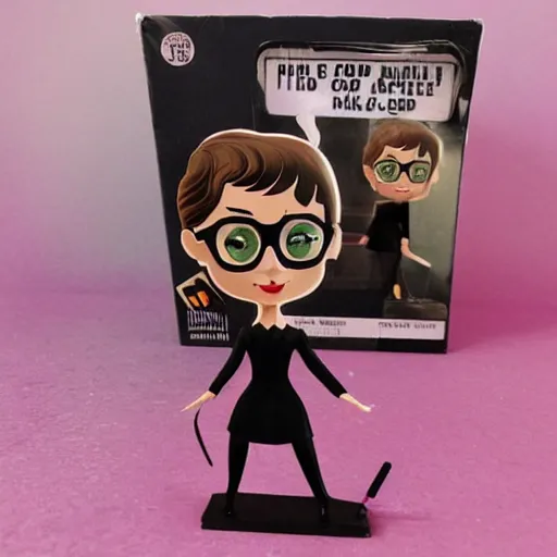 Image similar to audrey hepburn cos play ernst blofeld, stop motion vinyl action figure, plastic, toy, butcher billy style