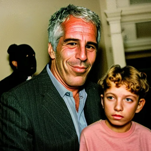 photo of Jeffrey Epstein with scared little boy | Stable Diffusion