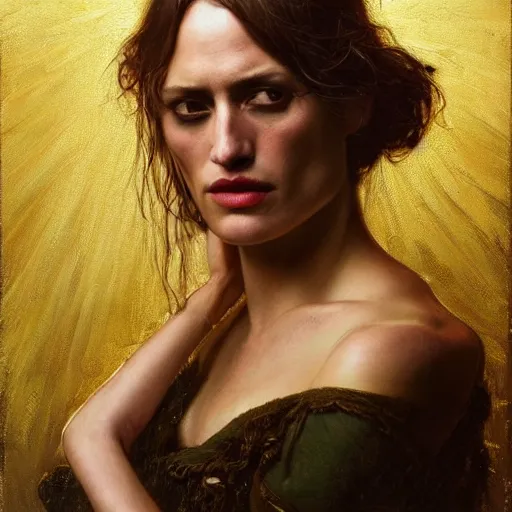 Image similar to highly detailed oil painting | very intricate | cinematic lighting | award - winning | portrait of ruta gedmintas with eyepatch | by roberto ferri, by tom bagshaw, by j. c. leyendecker and klimt, american romanticism, by austin osman spare, artstation, cgsociety, official art, octane