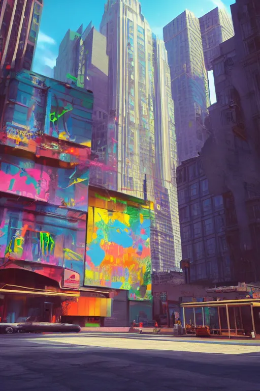 Prompt: city art, aesthetic, pop art, by mike swiderek, jorge lacera, ben lo, tyler west, ultrarealistic, sharp focus, rendered by unreal engine 3