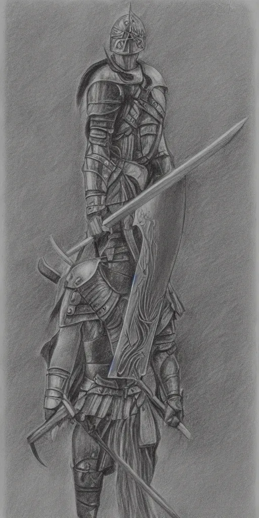 Prompt: pencil drawing of scottish claymore