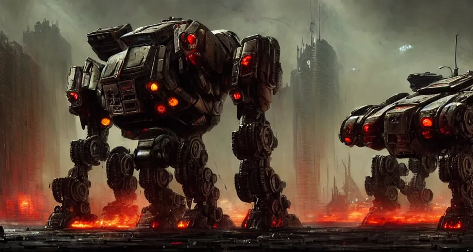 Prompt: organic battlemech made out of bloody - zombie - flesh, in a cyberpunk gothic city hyper realistic sci - fi matte concept art painting of dramatic cinematic scene, guns, missiles, explosions, beautiful details, strong composition painted by kim jung guweta studio rutkowski, james gurney and greg rutkowski, and lucasfilm, smooth, intricate, detailed, sharp focus, cinematic