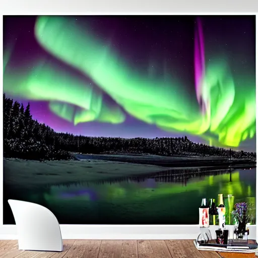 Image similar to Aurora Borealis inside my kitchen, stunning photography