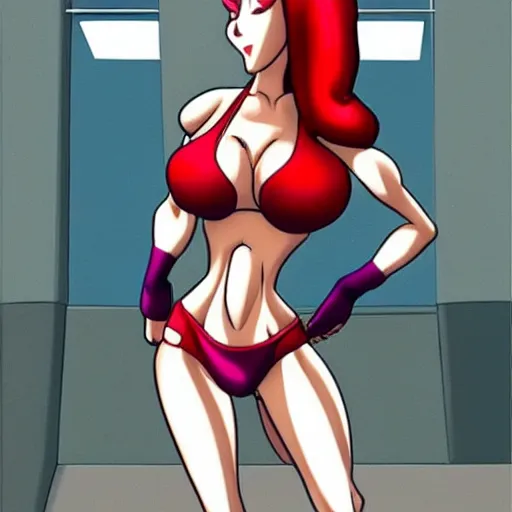 Prompt: jessica rabbit working out in a fintess gym, hd, anime, detailed