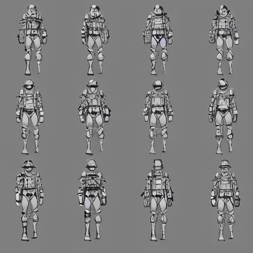 Prompt: sketches concept art standard tactial soldier lightweight nano cyber plated armor chest gear suit military modern future era variants digital outline