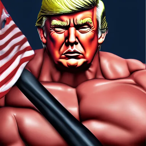 Image similar to trump with big muscles, artstation, detailed