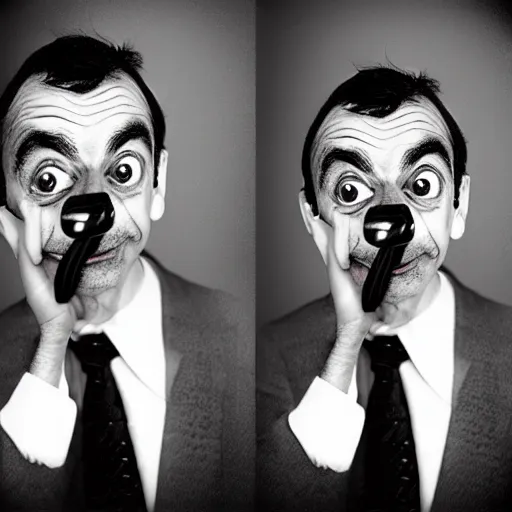 Image similar to “Ring camera footage of Mr. Bean at night, in the style of Richard Avedon”