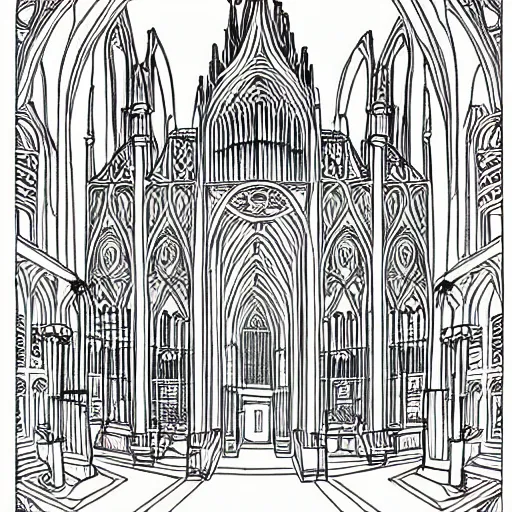 Image similar to cathedral, coloring book,