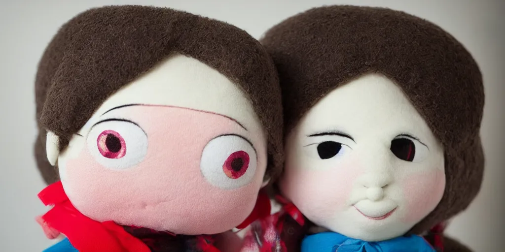 Image similar to photo of a rushton doll, rubberface plushie, hyperrealistic