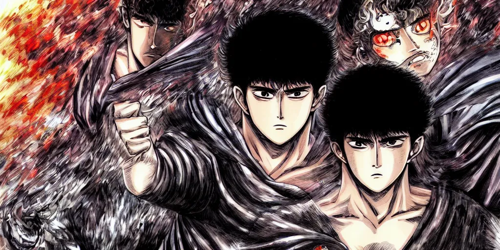 Image similar to exploding eyes, berserk, 4 k resolution, comic style ， by miura kentaro, ultra detailed,