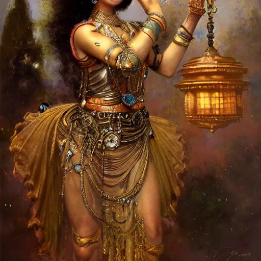 Image similar to detailed potrait of hindu traditional woman with high - tech steam punk clock face armour, girl graceful,, painting by gaston bussiere, craig mullins, j. c. leyendecker, lights, art by ernst haeckel, john william godward, hammershøi,,