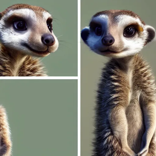 Image similar to curly haired girl with a body of a meerkat, in the style of pixar, 3 d, detailed, beautiful, amazing, 8 k, unreal engine 5,