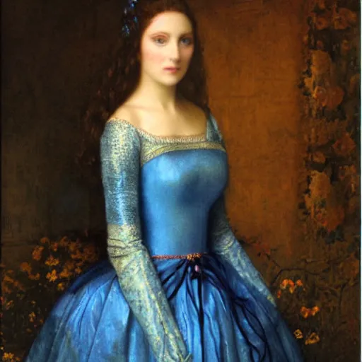 Image similar to portrait of a woman dressed in blue and pink, by howard david johnson.