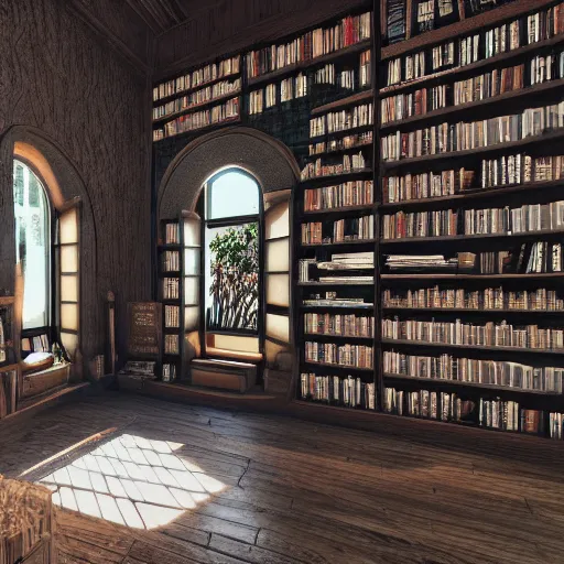 Image similar to photo of the book-reader paradise, 8k render, beautiful place