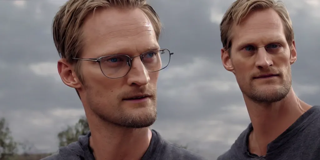 Prompt: Alexander Skarsgård as Pewdiepie in 'YOUTUBE: THE MOVIE' (2022), movie still frame