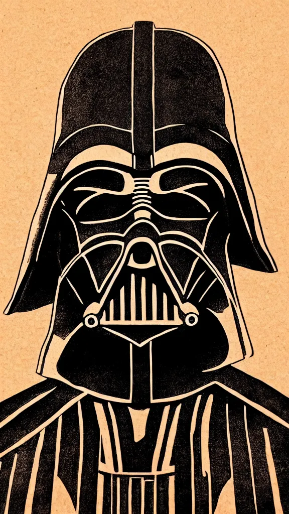 Image similar to a portrait of darth vader in the style of a wood burned etching. color harmony, 8 k detail, gallery quality, hd wallpaper, premium prints available, hyper - detailed, intricate design.