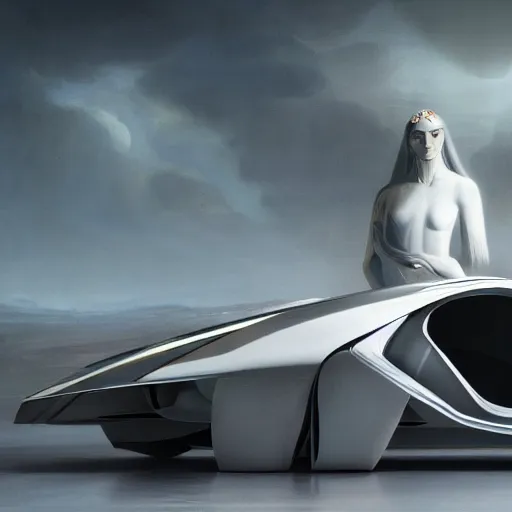 Prompt: sci-fi organic zaha hadid car 30% of canvas and wall structure in the coronation of napoleon painting by Jacques-Louis David and in the blade runner 2049 film search pinterest keyshot product render 4k in dark plastic
