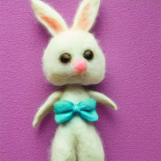 Prompt: Bonnie the bunny, needle felting art