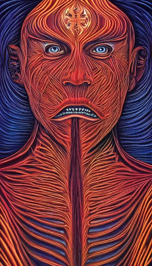 Image similar to rage, by alex grey,