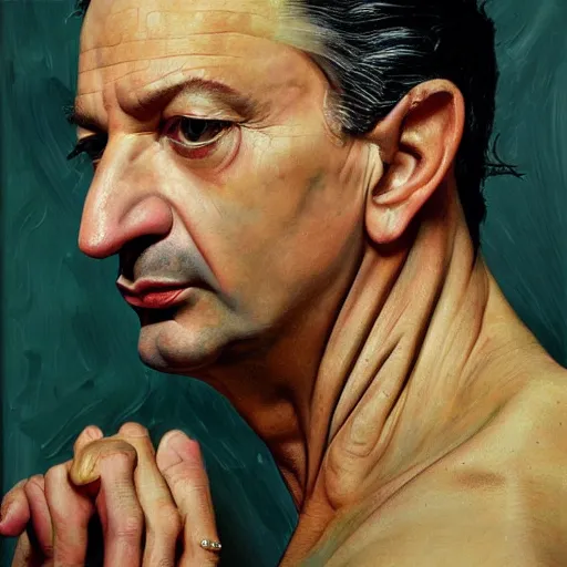 Image similar to high quality high detail painting by lucian freud, hd, dave gahan