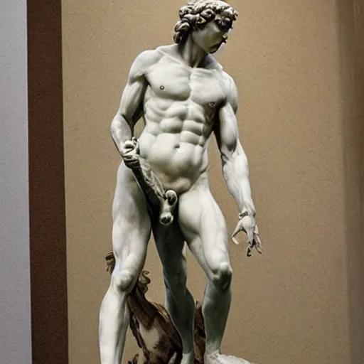 Image similar to a sculpture of a centaur by Michelangelo