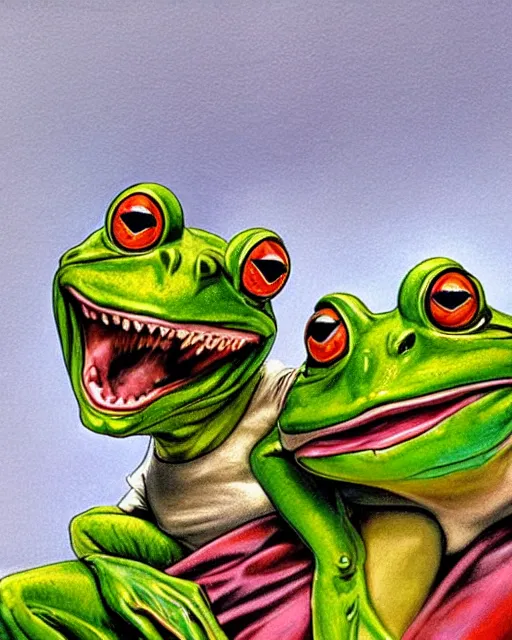 Image similar to two happy frogs by glenn fabry