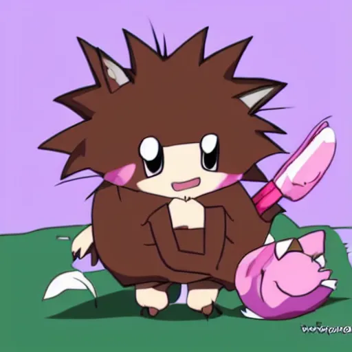 Image similar to baby hedgehogs in the style of cute anime