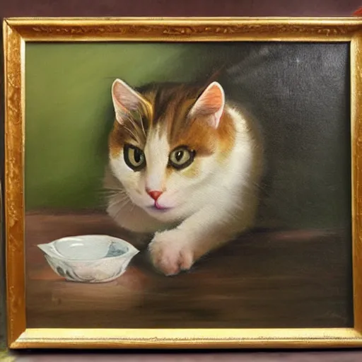 Image similar to Две котки играят пинг-понг на оранжев фон, oil painting