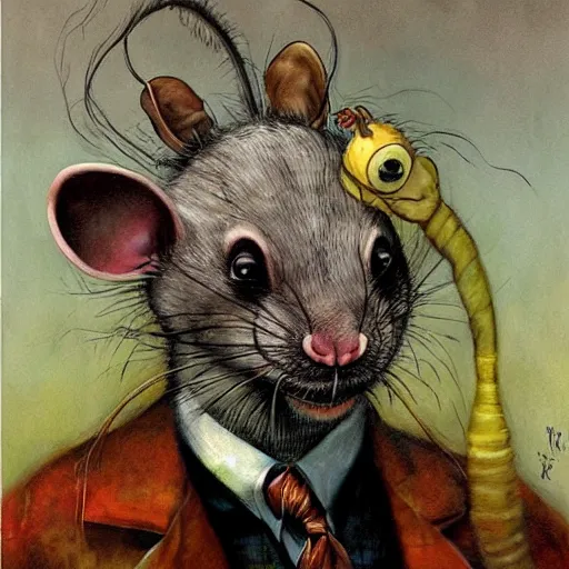 Image similar to portrait of a rat dressed as a mad scientist, by Esao Andrews