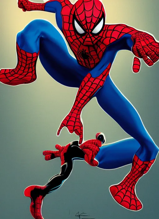 Image similar to Spiderman, comic book, art by Matt Groening and Jack Kirby and Mark Taylor, sharp focus, illustration, stunning lighting, realistic character concept, light atmosphere, golden ratio, cinematic lighting, high resolution, insanely detailed and intricate, 8k