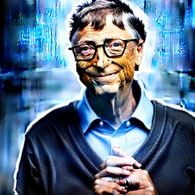 Image similar to bill gates uploading his soul with sharepoint, cinematic lighting, fog mist smoke, photorealistic, studio photography by tomino - sama