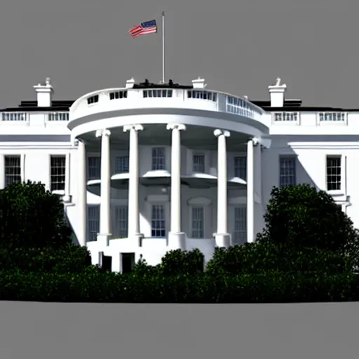 Image similar to a 3 d render of the white house, video game model, white background,