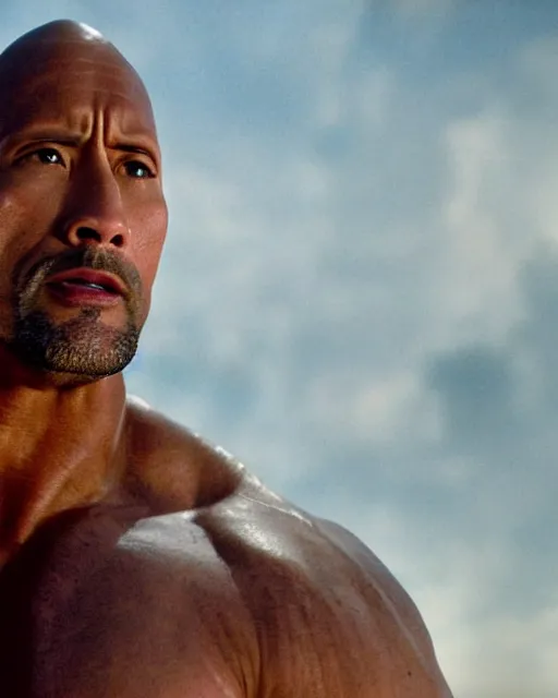 Image similar to film still close up shot of dwayne johnson as maximus from the movie gladiator. photographic, photography