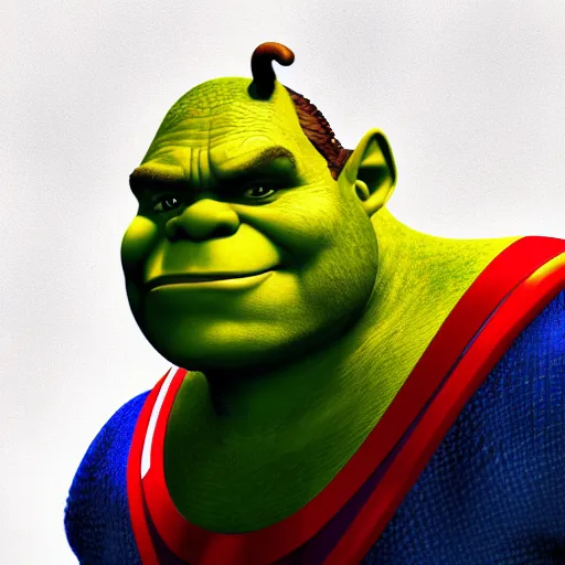 Image similar to digital painting of Shrek as Captain America, octane render, volumetric lightening, by marvel