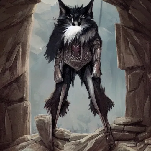 Image similar to an anthropomorphic wolf in a black doublet looking out over the hills, artstation hq, stylized, greg rutkowski, sharp focus, concept art, furaffinity fursona, furry, anthropomorphic