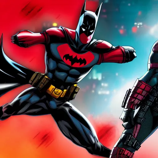 Image similar to Batman and Deadpool together 4K quality