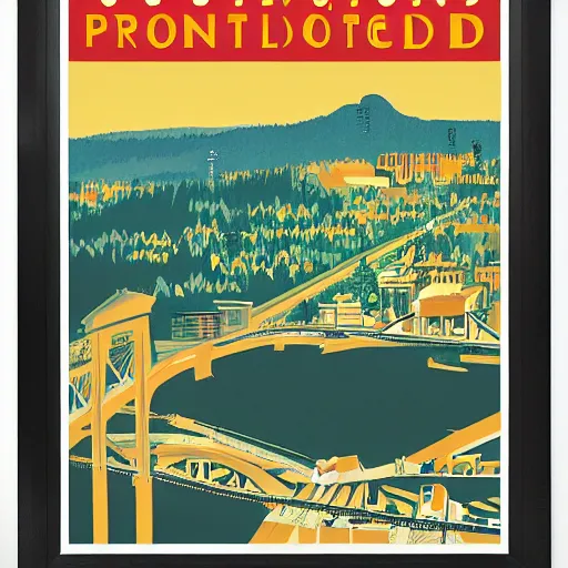 Prompt: a travel poster for Portland Oregon.