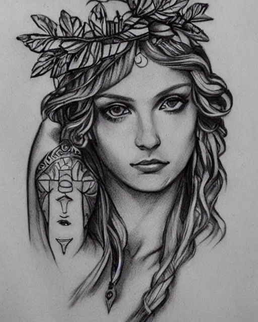 Magic woman goddess Aphrodite tattoo Scientist tattoo and tshirt design  Science and education tattoo Statue of Aphrodite Symbol of knowledge  poetry science philosophy psychology  Stock Image  Everypixel