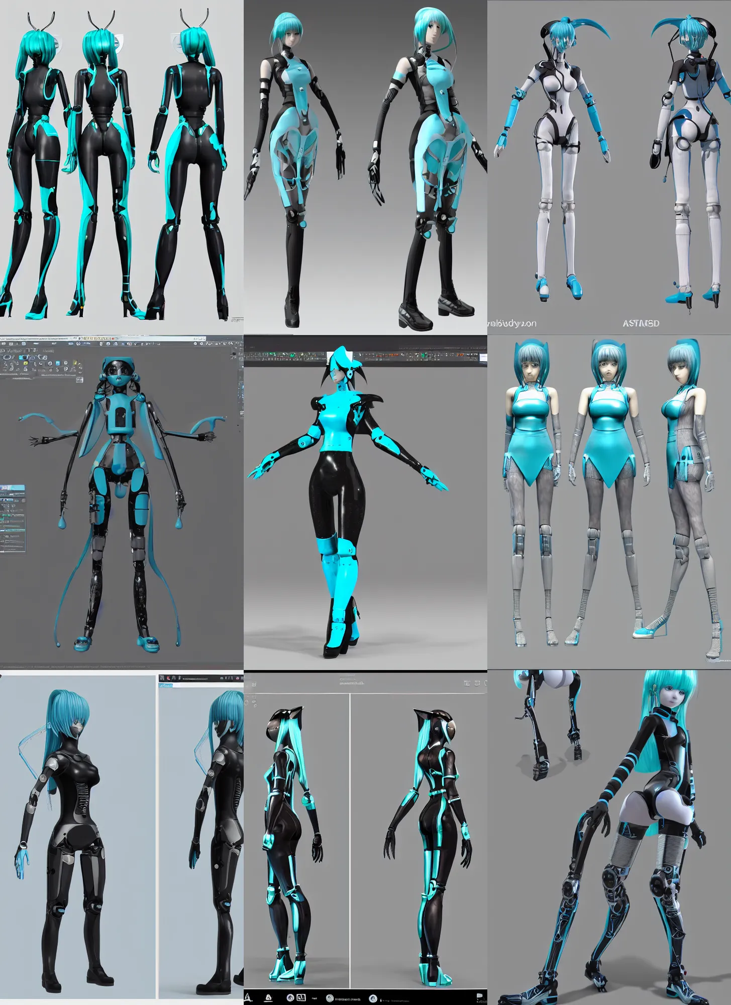 Prompt: professional engineering CAD assembly diagram of a realistic android bodyguard modeled after Hatsune Miku and with slender body type and detailed ceramic tile armor plates, solidworks, catia, autodesk inventor, unreal engine, gynoid cad design inspired by Masamune Shirow and Boston Dynamics and Ross Tran and WLOP, product showcase, octane render 8k