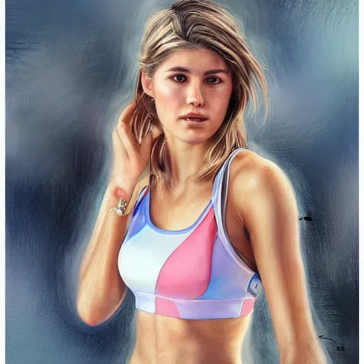 Image similar to eugenie bouchard in the style of stefan kostic, realistic, full body, sharp focus, 8 k high definition, insanely detailed, intricate, elegant, art by stanley lau and artgerm