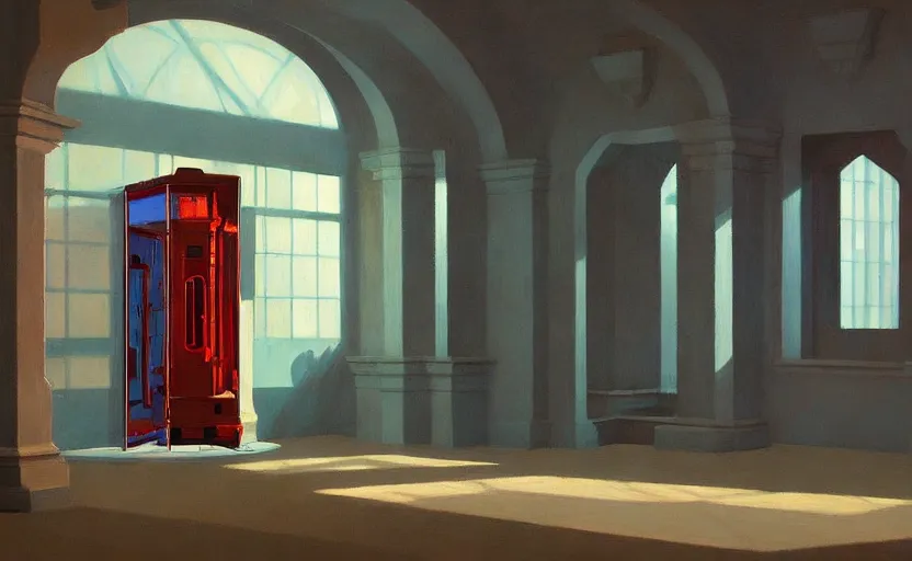 Image similar to inside a time machine portal to the castle, very coherent, painted by Edward Hopper, Wayne Barlowe, painted by James Gilleard, airbrush, art by JamesJean