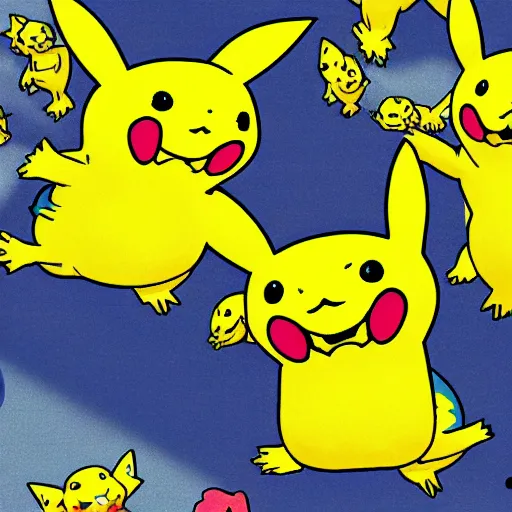 Image similar to five million pikachus attacking the world