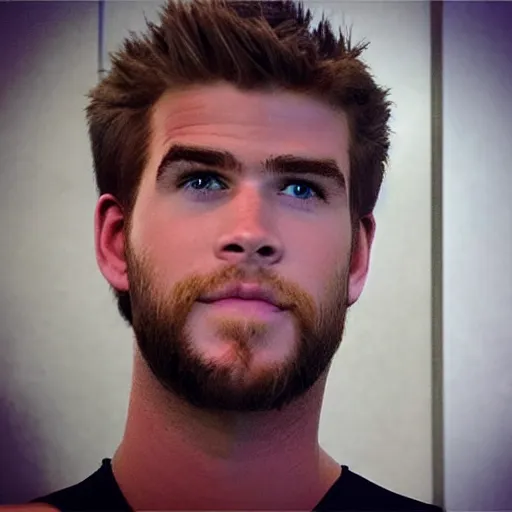 Image similar to “a realistic detailed photo of a guy who is an attractive humanoid who is half robot and half humanoid, who is a male android, actor Liam Hemsworth, shiny skin, posing like a statue, blank stare, at the museum, on display”