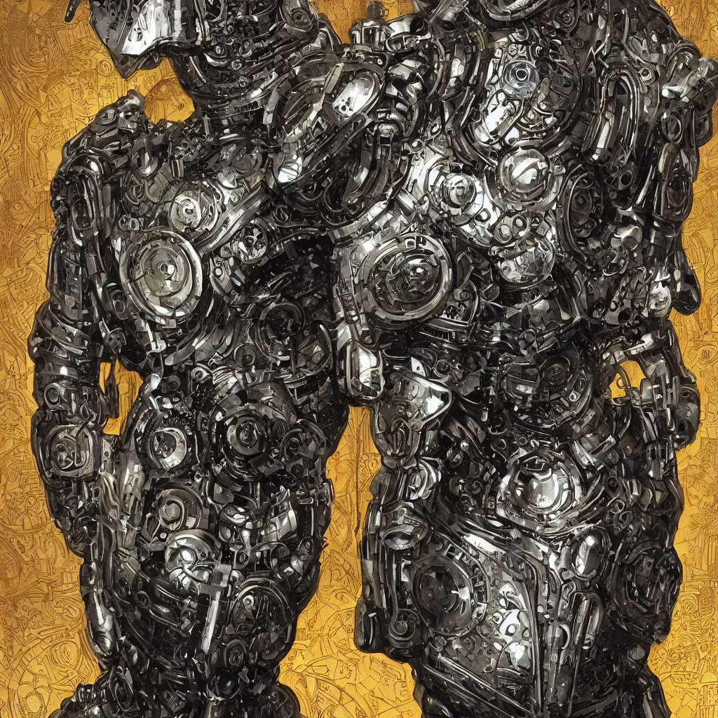 Prompt: hyperrealistic art nouveau bust portrait of Doctor Doom in intricate mechanical armor by Chris Bachalo and Michael Golden, with rich atmospheric colors, 8k, sinister ambience, perfect digital illustration, bulky muscle structure, metallic art nouveau background designs, precise machinery, perfect symmetry, futuristic, medieval, dystopian, Blade Runner, dim lights, high technical detail