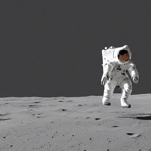 Image similar to an astronaut is skateboarding on the moon digital art