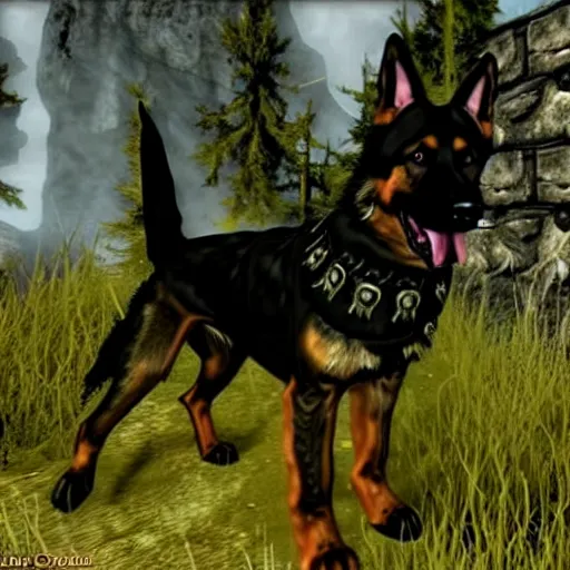 Image similar to German shepard in Skyrim