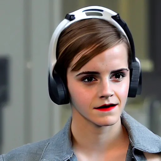 Image similar to emma watson wearing a gaming headset photo