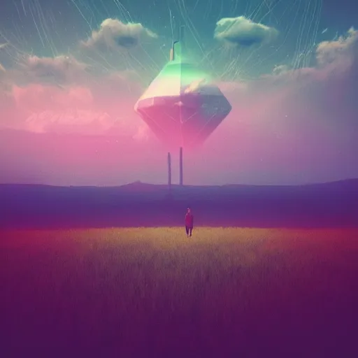 Image similar to call the prime land from the yeast by beeple, no man's sky, wispy, colorful, dramatic, stormy, dark vibes, pastel lighting, cinematic, depth of field, 8 k, high contrast