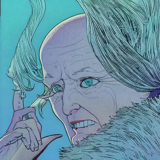 Prompt: dementia, by moebius